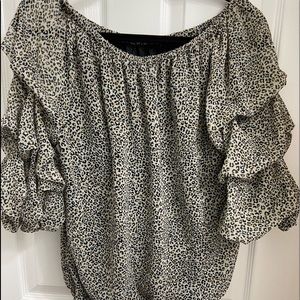 Express leopard off the shoulder blouse
